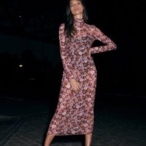 Authentic SCANLAN THEODORE  sheer Long Dress with Slip